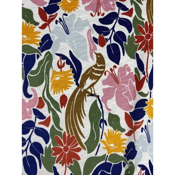 Boden Florrie Jersey Dress 14L Ivory Bird Floral NWT Pockets Resort Chic - Picture 7 of 9